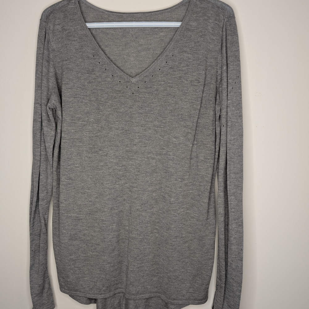 Gray V-Neck Women's Top